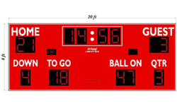 (DC-200-FTBL-20x8) Football-Soccer-Lacrosse LED Wireless Controlled Scoreboard